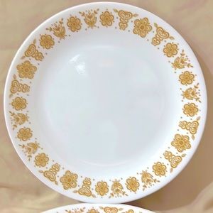 Set of 5 Corelle Corning BUTTERFLY GOLD Dinner Plate 10.5”. Made in USA. A1676.